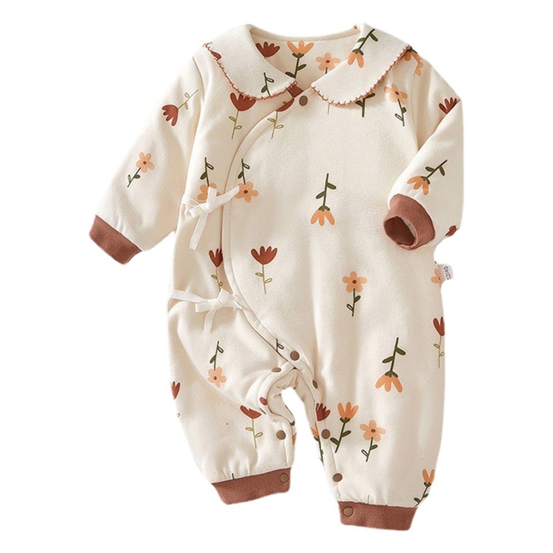 Ropa de recién nacido de otoño e invierno engrosada acolchada mariposa ropa de invierno ropa de bebé ropa de clase un monje ropa de bebé image 1