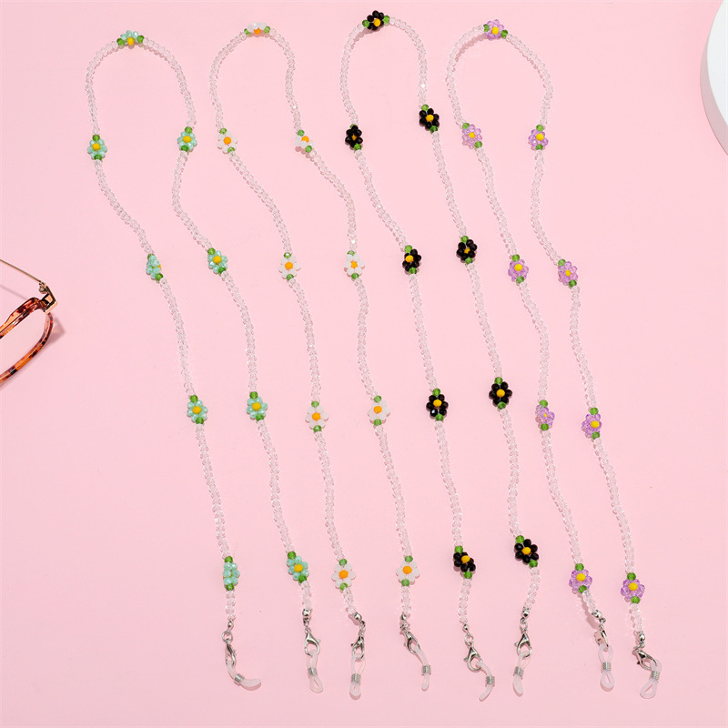 Transparent Rice Beads Flower Glasses Anti-lost Hanging Mask Rope display picture 2