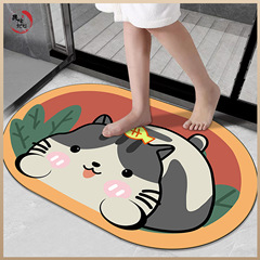 小紅書硅藻泥地墊 卡通可愛風浴室衛生間吸水防滑地墊 地毯