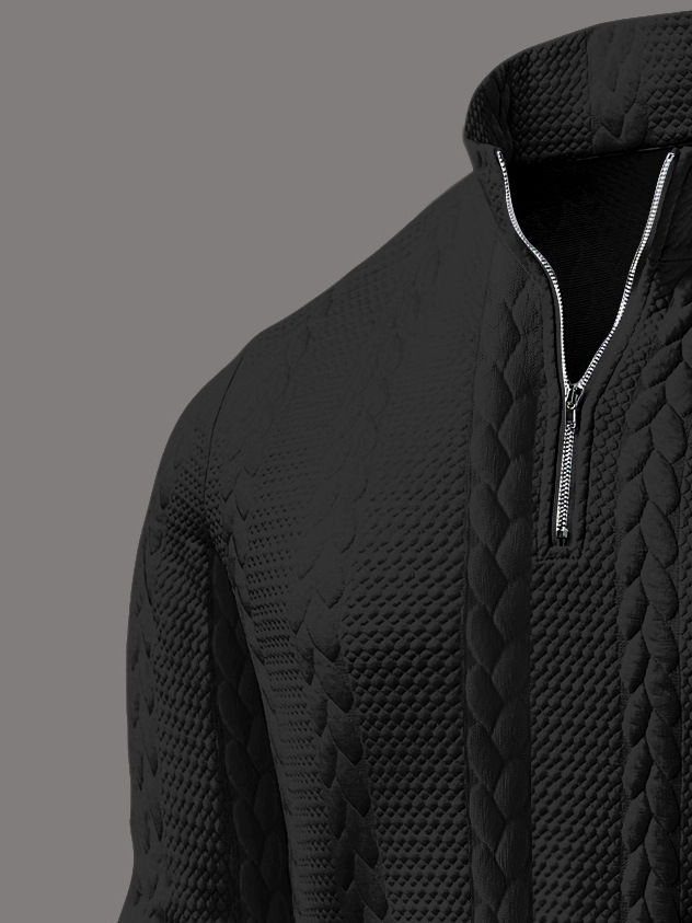 Herren Jacquard Strickpullover Mit Stehkragen Für Den Alltag_voghion.com