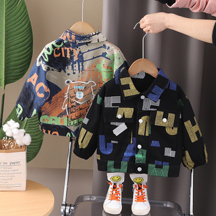 Children's English Denim coat 2024 spring new boys' casual western style coat fashion factory direct sales
