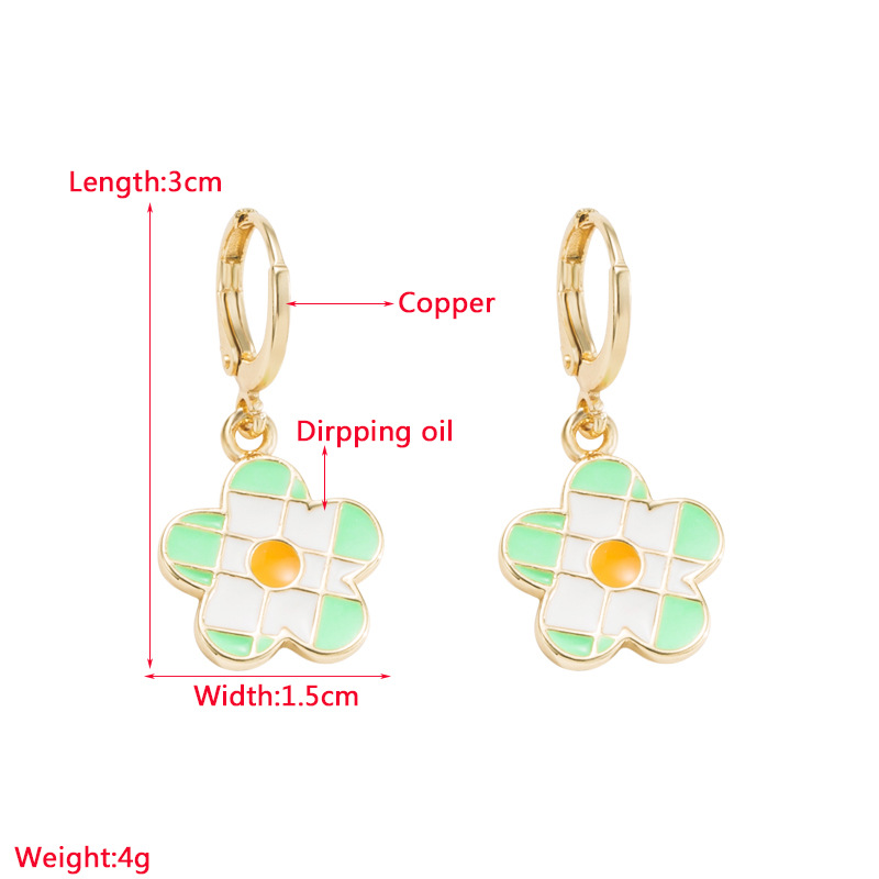 Sweet Flower Copper Earrings Enamel Copper Earrings display picture 1