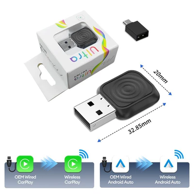 Cross-Border Factory Source Carlinkit Wired to Wireless Carplay Two-In-One Smart Connectivity Auto Box (Simsiz CarPlay və Android Auto) - mini-1b-ultra-black-logo-style