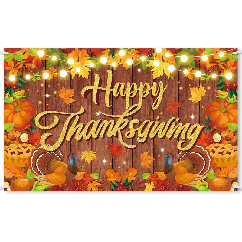 Decoración de fondo de la fiesta de Acción de Gracias de Amazon tela de fondo feliz thanksgiving decoración de la pancarta colgante