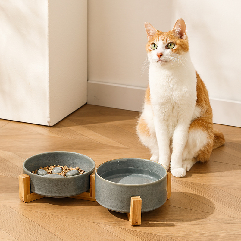 日式窑变陶瓷宠物猫碗盆狗碗饮水碗双碗保护颈椎慢食碗防噎防打翻|undefined