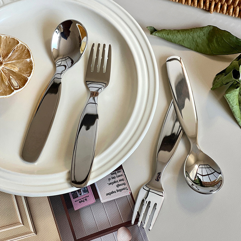 304 Thickened Children's Doodle Spoon Fork Baby Cartoon Food Spoon Thickened Children's Eating Soup Spoon Tableware