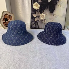 春夏の新スタイルレターデニムフィッシャーマンハット女性用日本製折りたたみ式顔見せ小型日焼け止めサンハット