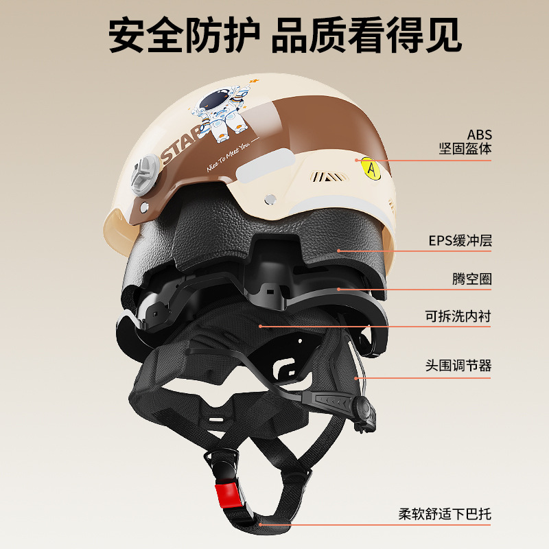 Certificación 3C nuevo casco de motocicleta estándar nacional para mujeres de verano protección solar coche eléctrico hombre medio casco cuatro estaciones casco de seguridad universal