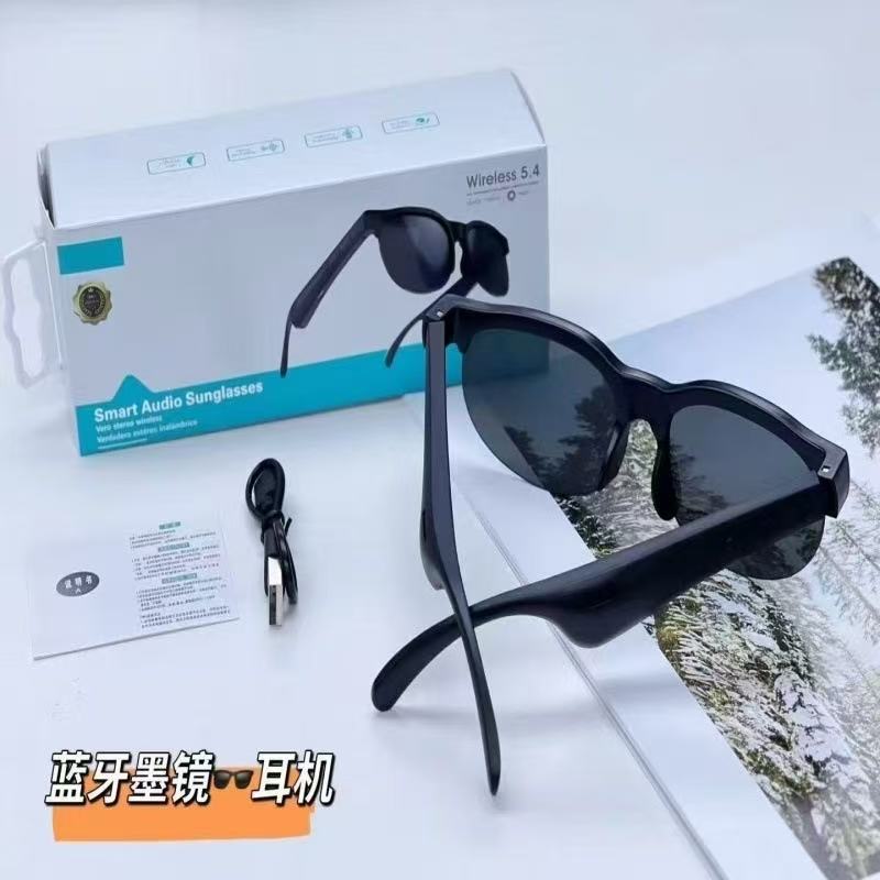 新款跨境蓝牙耳机智能翻译眼镜开线立体声户外运动防晒太阳镜|undefined