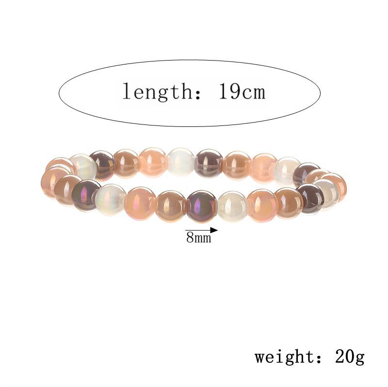 Transfronterizo Amazon Venta caliente Pulsera de cuentas redondas de cristal transparente natural de 8mm Pulsera de cuentas de cuerda elástica de todo fósforo de moda