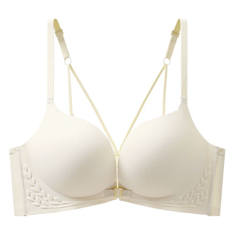 Новое нижнее белье с пряжкой спереди, женское маленькое нагрудное, толстая Складная грудь пуш-ап, без стального кольца, бюстгальтер с кольцом