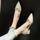 2024 summer new French side empty feeling temperament late night wind fairy shoes thick heel high heels small