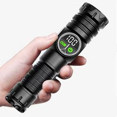 跨境户外手电筒多功能LED强光远射数显手电便携式尾部磁吸照明灯