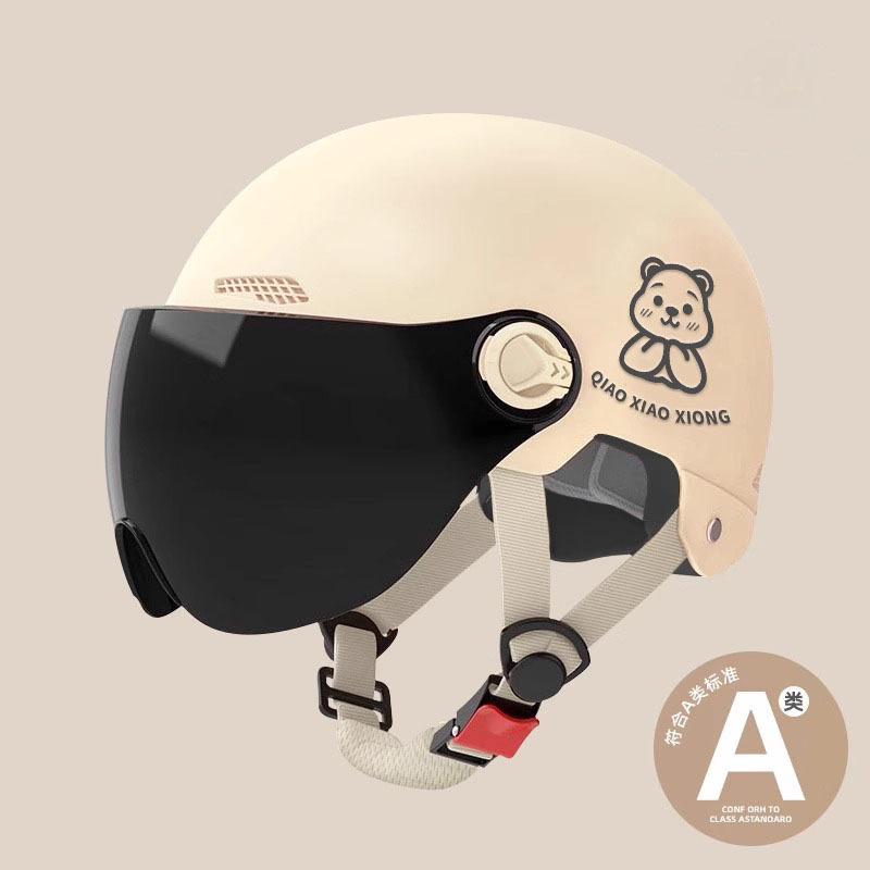 Universal Electric Motorcycle Helmet Sunscreen Universal (Auto Parts and Accessories) - khaki-sunscreen-short-mirror-enhanced-hardness-reflective-stripe-decal-bear-new-national-standard-class-a