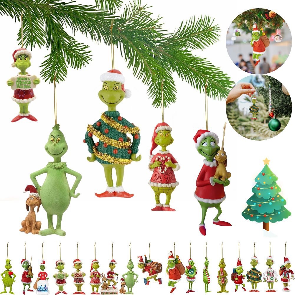 2023 nuevos productos monstruos de pelo verde decoración de Navidad colgante de dibujos animados colgante de árbol de Navidad decoración interior de automóviles de Navidad image 5
