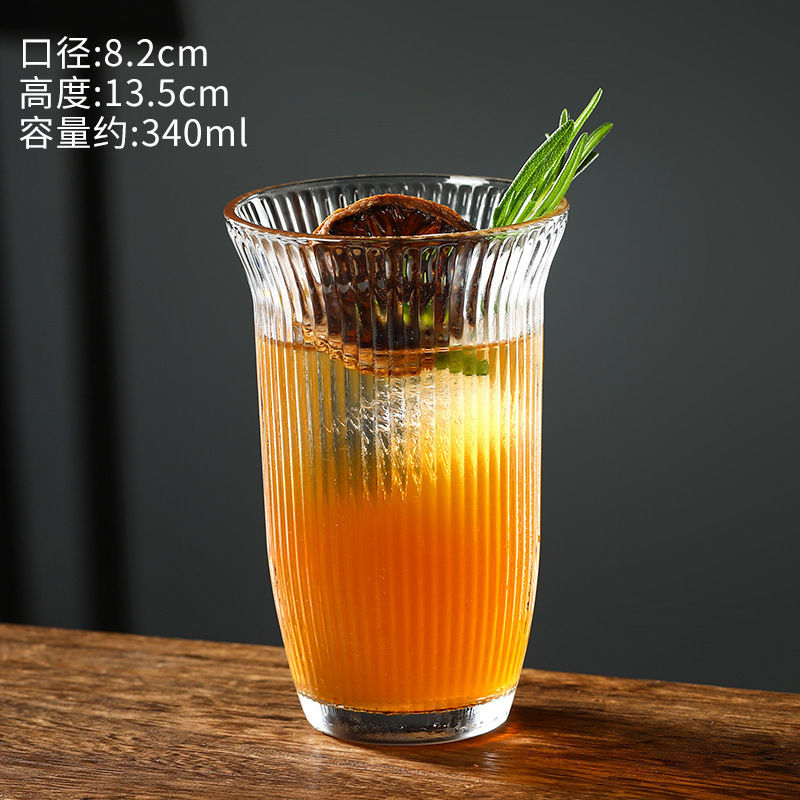 Taza de café de vidrio con boca abierta, taza de café de hielo americano, taza de agua doméstica, taza de cóctel, taza de jugo, taza de bebida