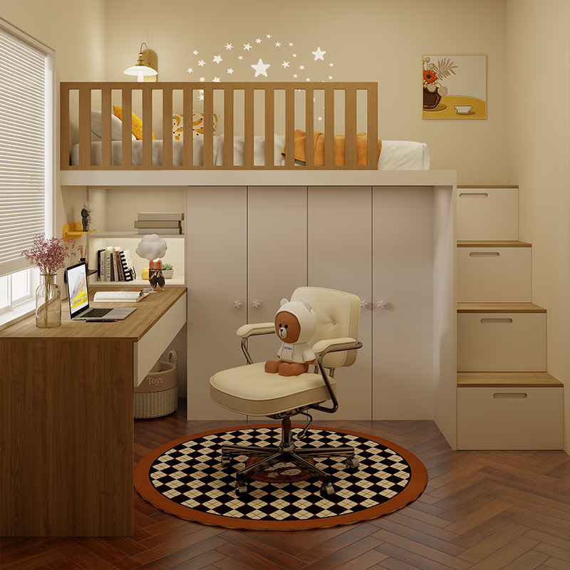 A Home Children's Room Pure Solid Wood Children's Bed Tree House Bed Whole House Mezzanine Bed Bunk Bed