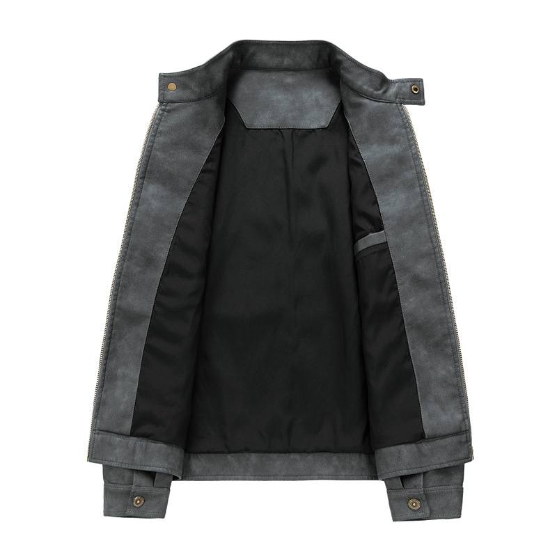 Chaqueta de cuero PU otoño / invierno 2023 nueva chaqueta de tendencia con solapa para hombres suelta y versátil chaqueta de abrigo casual