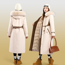 新款派克服羽绒服可拆卸鹅绒内胆狐狸毛领过膝长款加厚女皮草大衣