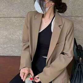 西装外套女2023春秋新款韩版宽松显瘦学生中长款上衣休闲小西服女