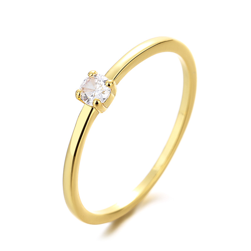 Twin Style Personalized Simple Single Diamond Fine Circle Ring