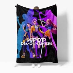 3D新款电影 K-POP 猎魔女团毛毯法兰绒毛毯亚马逊空调被毛毯