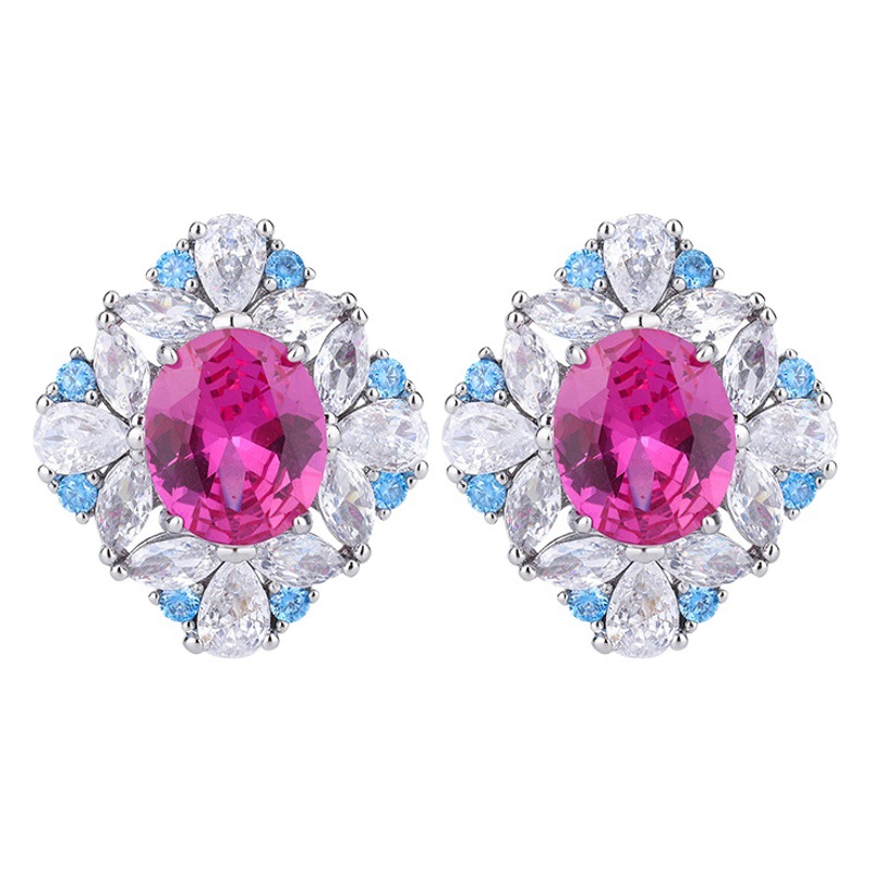 Zhuang Sheng joyería europea y americana popular anillo simulación Rosa rojo corindón temperamento traje femenino 10*12-6*8