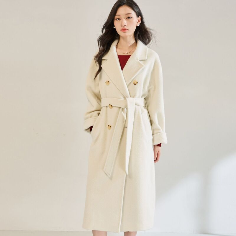 25秋冬新气质高级感长毛苏丽羊毛白色毛呢外套中长款大衣女22673|undefined