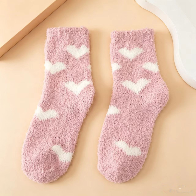 Non-Shedding Heart Furry Socks Amazon Cross-Border Classic Coral Velvet Socks Thick Amazon Women's Slipper Socks Non-Shedding Heart Furry Socks Amazon Cross-Border Classic Coral Velvet Socks Thick Amazon Women's Slipper Socks