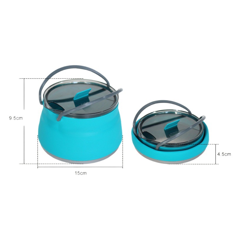 Portátil de silicona plegable hervidor auto-conducción viajes al aire libre camping hervidor plegable mini olla hirviendo