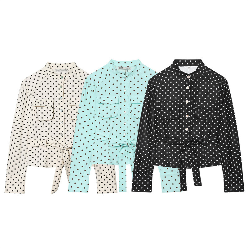 Foreign Trade 2026 Summer New Women's Clothing Polka Dot Shirt Jacket + Capri Pants Set + Polka Dot Pocket Mini Shorts