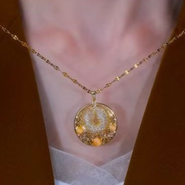 気質百合金糸メッシュリングペンダントネックレス女性精緻軽贅沢ins風鎖骨鎖|undefined
