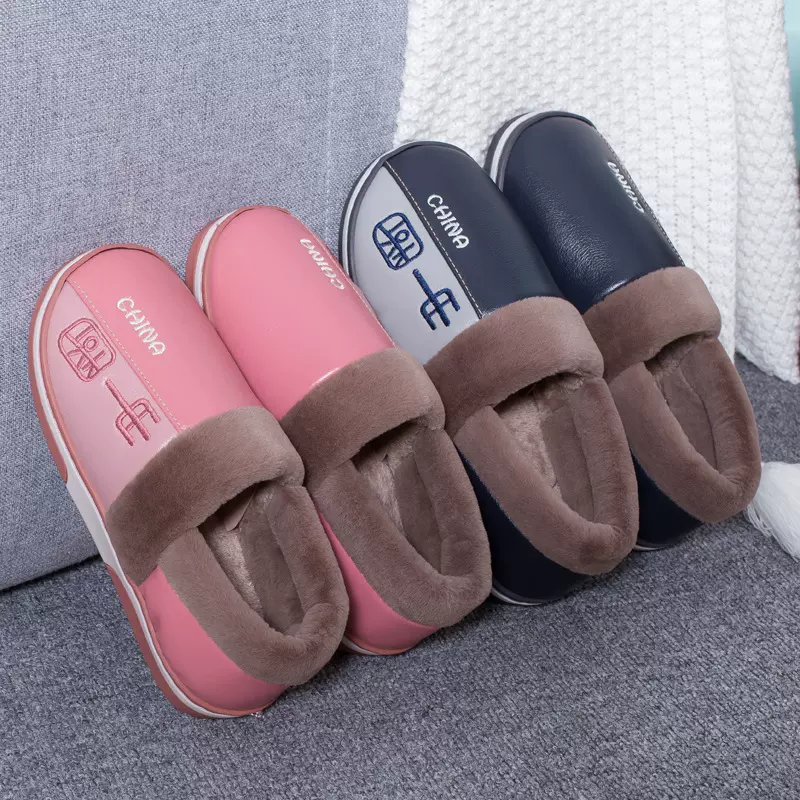 保暖包跟棉鞋家居室内外穿情侣加厚防水防滑家用毛绒棉鞋厂家批发