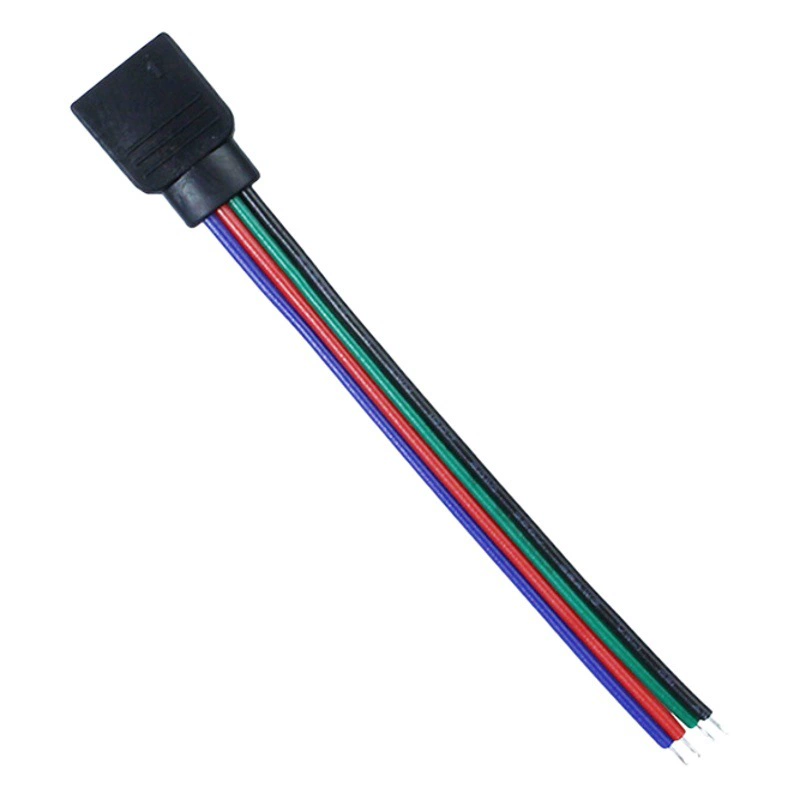 Кабель для подключения светодиодных лент RGB, 4-контактный штекер (мама) в оплетке, 4-контактный штекер (папа) в оплетке, одноконтактный кабель для RGB-лент, медный провод в сердечнике