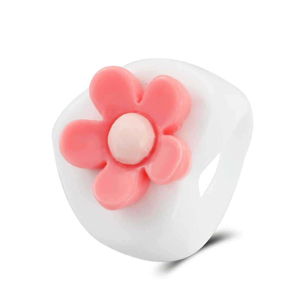 New Acrylic Geometric Flower Resin Ring Wholesale Nihaojewelry display picture 10