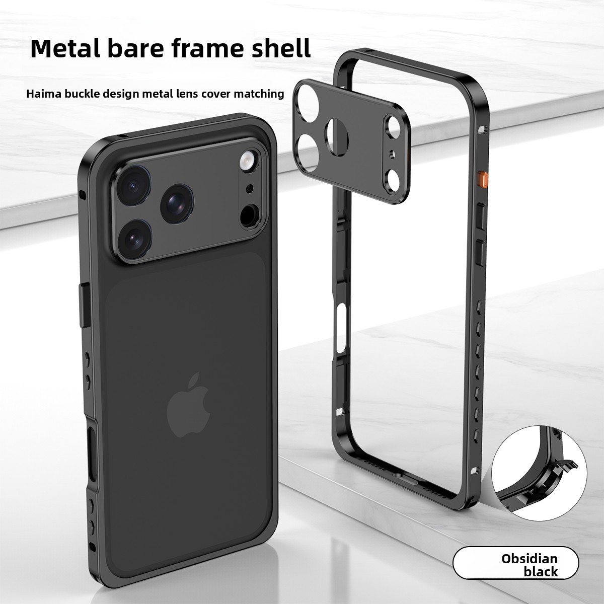 Ốp lưng iPhone viền kim loại tản nhiệt chống sốc dạng khung móc biển — Cam, Bạc, Đen, Xanh chi tiết 15