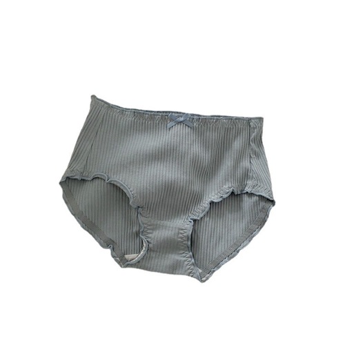 Japanese-style desirable and pure thread pure cotton women's medium waist comfortable lotus edge striped breathable cotton crotch triangle pants