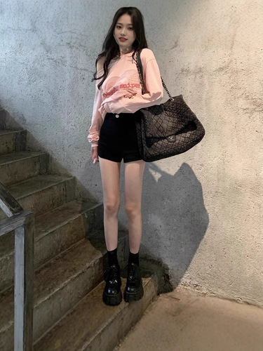 Lower Body Disappearing Base Bottoming Fall and Winter High-Waisted Slimming Outerwear Suit Shorts Women Elastic Boot Pants with Fleece Black A-Shape