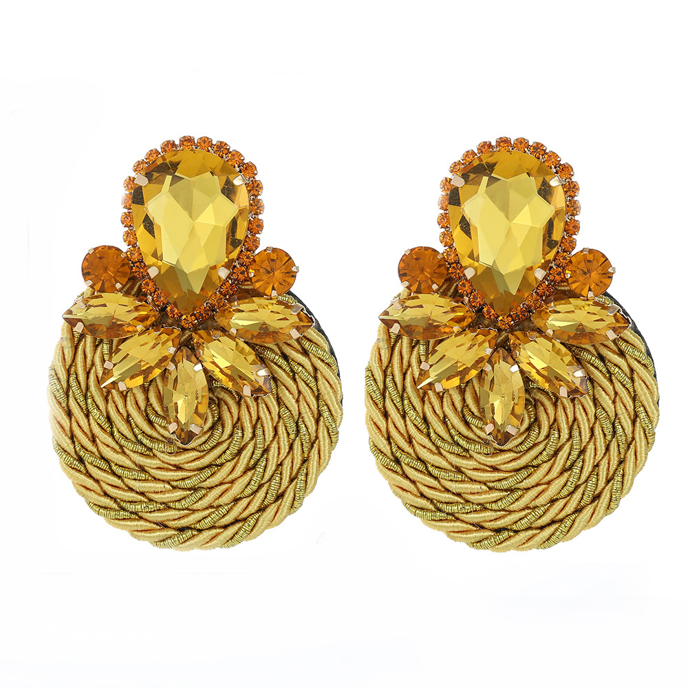 fashion personality new earrings round earrings diamond braided earrings
