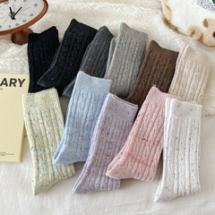 點子紗襪子女秋冬款中筒襪ins潮粗針加厚保暖堆堆襪長襪批發諸暨