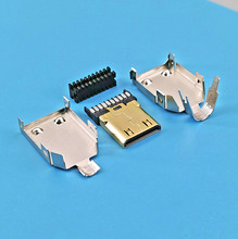 供应HDMI C公头19P自动焊 四件套   MINI HDMI 组装铁壳焊线公头
