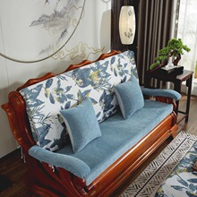 中式实木沙发坐垫带靠背连体防滑加厚木沙发联邦老板椅海绵垫冬季