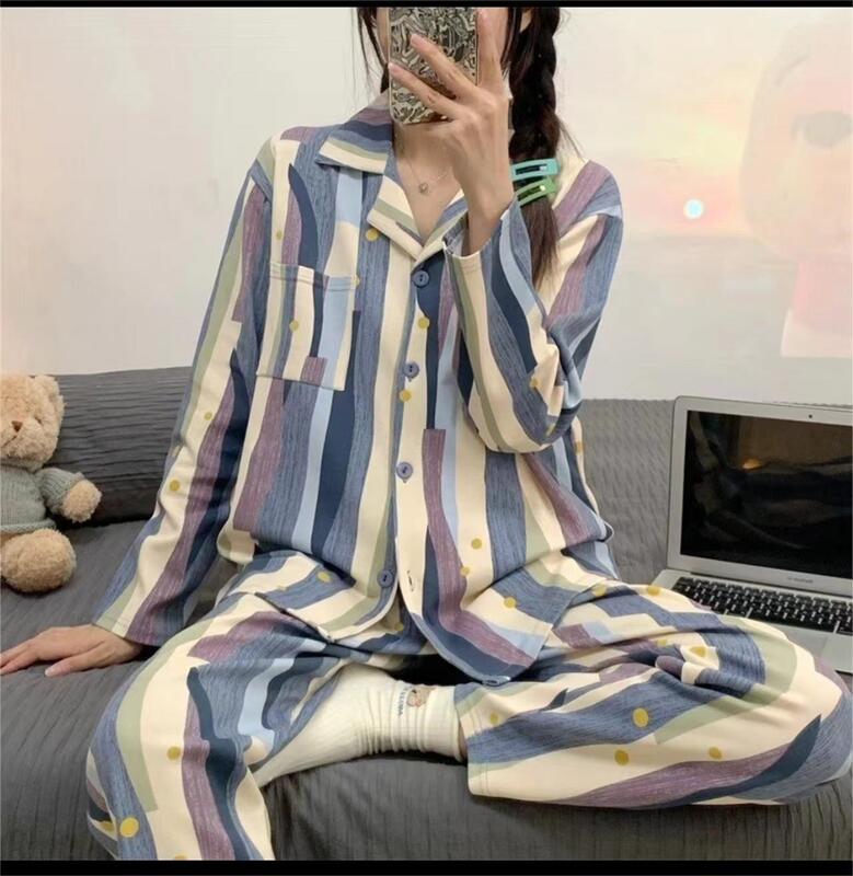 メーカー卸売春と秋の女性用パジャマ漫画ホーム服女の子長袖ズボンラペル在庫ありかわいいダブルロング|undefined