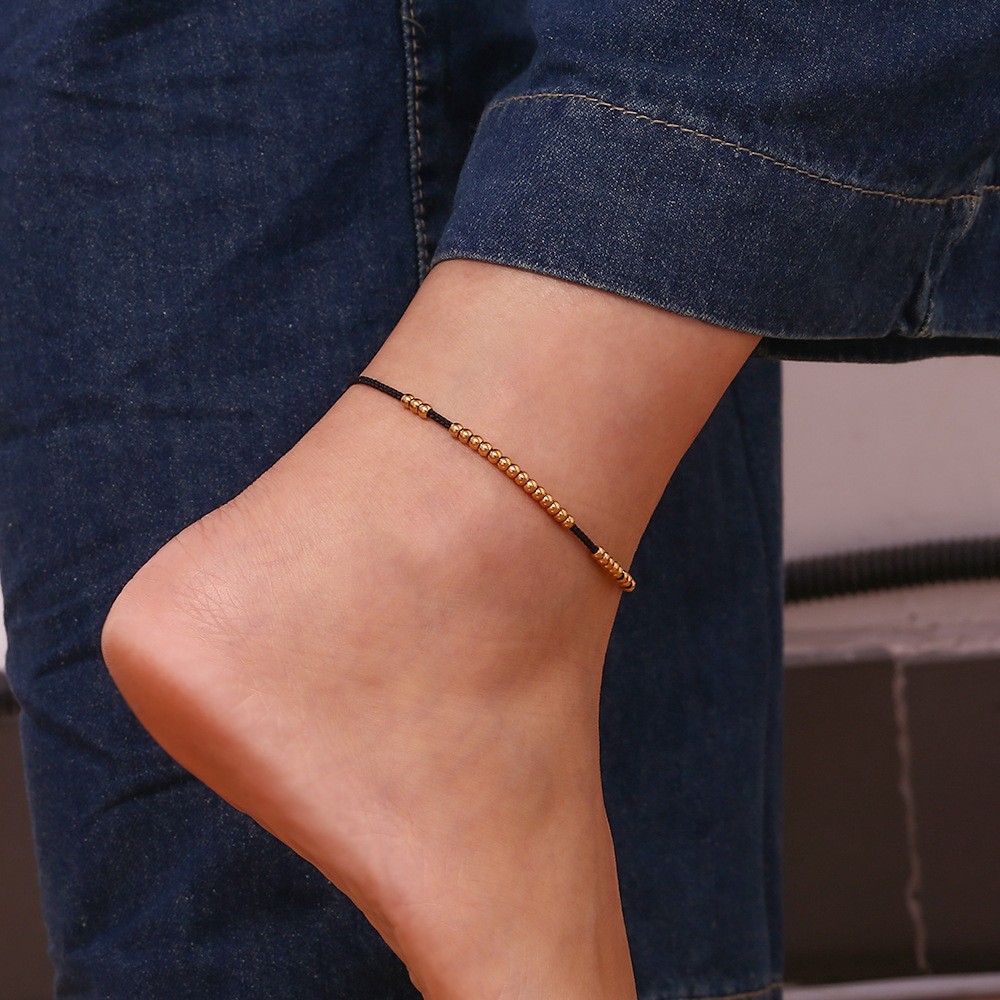 304 Stainless Steel Material Geometric, Color Block Pattern 1 Piece Vintage Style Geometric Color Block Stainless Steel Waterproof Non Tarnish PVD Coated Real Gold Plated Women's Anklet