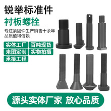 衬板螺栓8.8级高强度发黑鹅蛋丝椭圆头压板螺丝破碎机扁头螺栓