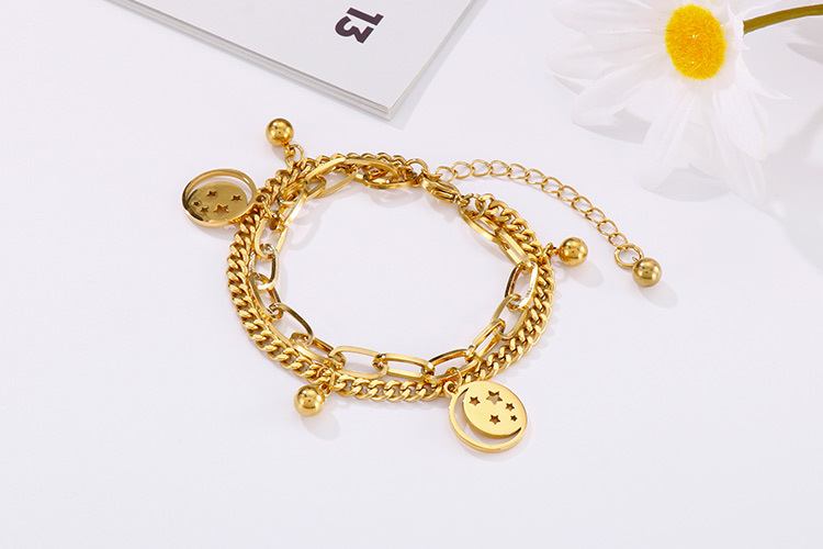 Fashion Star Titanium Steel 18K Gold Plated No Inlaid Bracelets In Bulk display picture 4