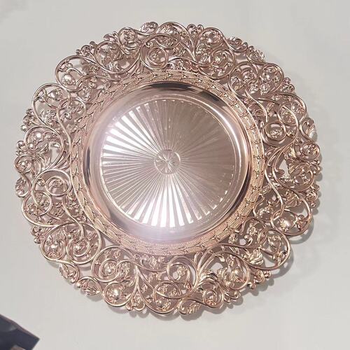 Western food plate wedding color wedding hotel party metallic electroplating decorative plastic plate chargerplate