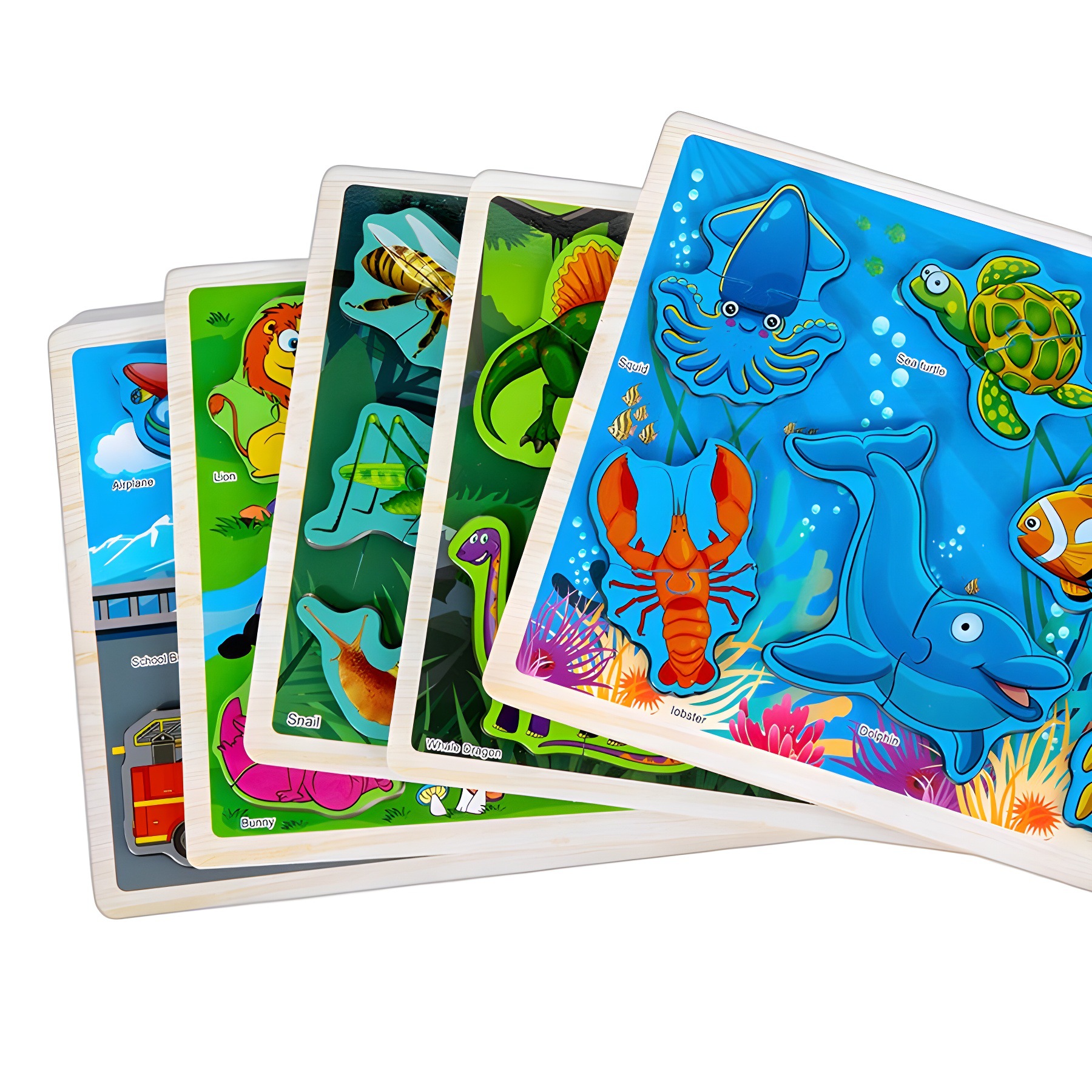 Educación temprana iluminación de madera tridimensional animal tráfico mar puzzle juguetes para niños pequeños puzzle juguetes de bloques para bebés