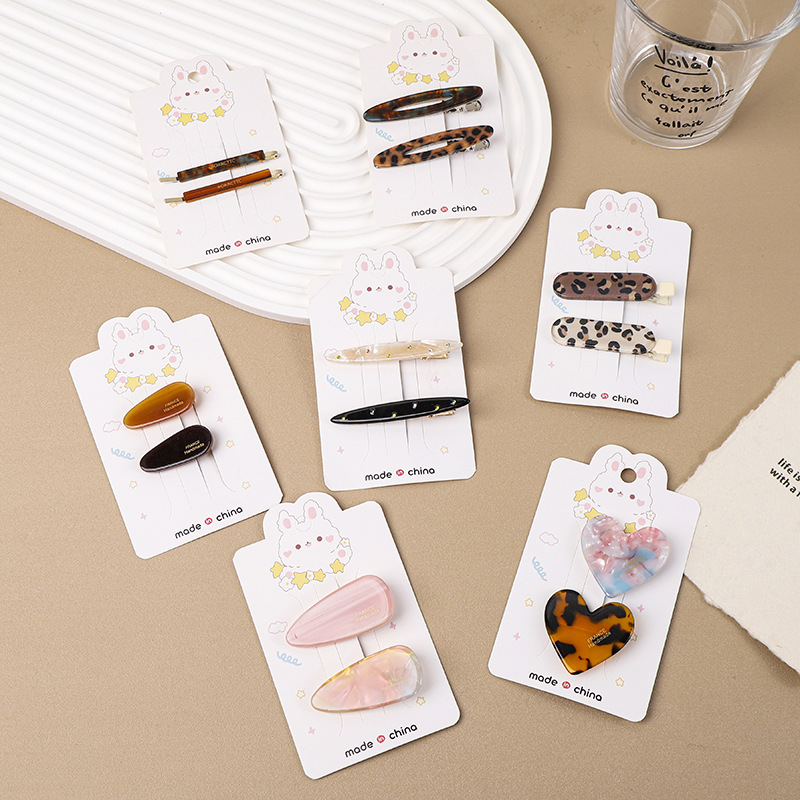 简约豹纹鸭嘴夹发夹女气质百搭椭圆形刘海夹边夹顶夹碎发夹发饰品