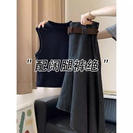 仅用于产品展示勿拍-黑色小立领无袖背心女夏外穿复古高级感修身